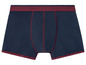 Blaue Boxershorts mit rotem Bund.