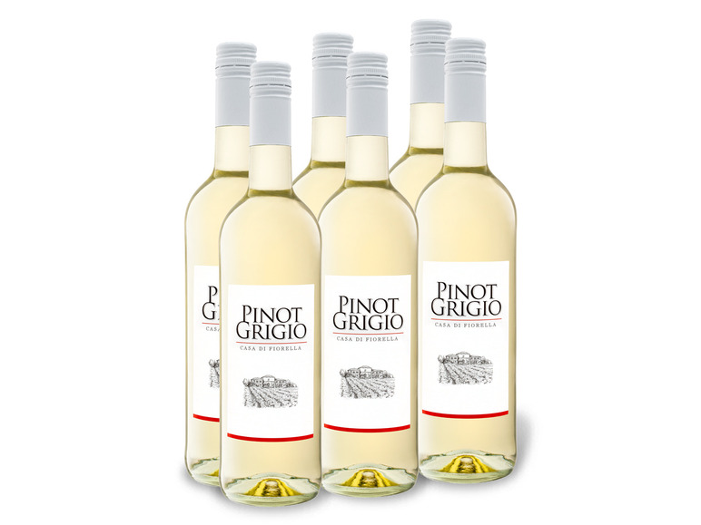 x 0,75-l-Flasche Weißwein Pinot Di trocken, 6 Fiorella Grigio Weinpaket Casa