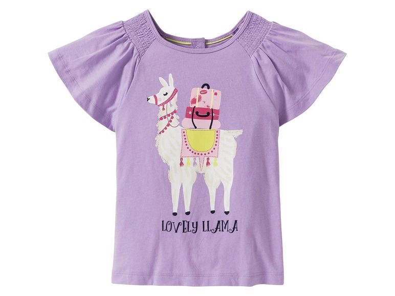 Gehe zu Vollbildansicht: LUPILU® Kleinkinder T-Shirt Mädchen, 2 Stück, eins mit Print, aus reiner Baumwolle - Bild 3
