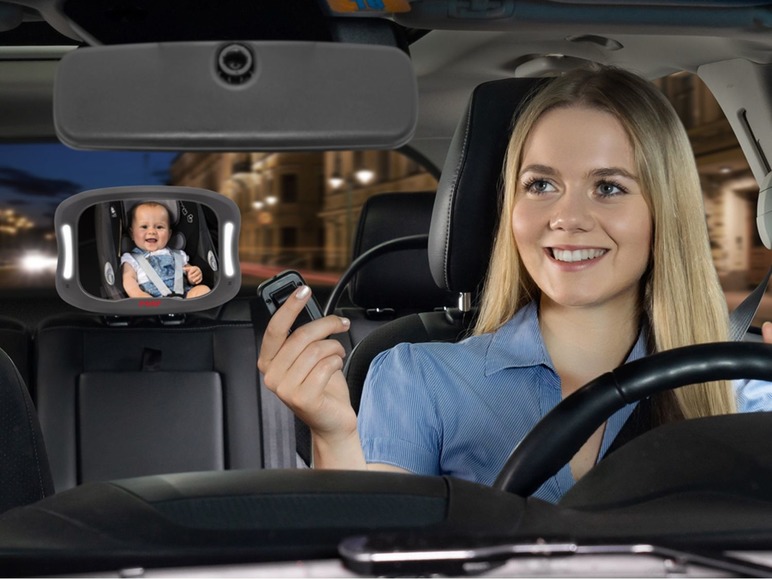 Gehe zu Vollbildansicht: Reer Auto-Sicherheitsspiegel mit Licht »BabyView«, große, gewölbte Spiegelfläche - Bild 3