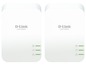 Zwei weiße D-Link DHP-600AV Powerline-Adapter.