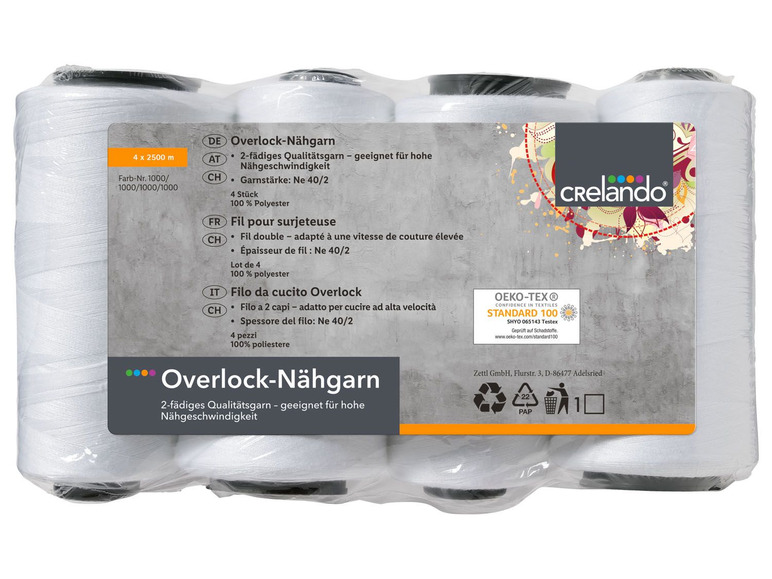Gehe zu Vollbildansicht: CRELANDO® Overlock Nähgarnspule, 4 Stück, 2-fädig - Bild 13