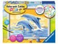 Ravensburger Malen nach Zahlen Set mit Delfinen im Meer.