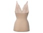 Ein beiger Tanktop mit Spitzendetails.