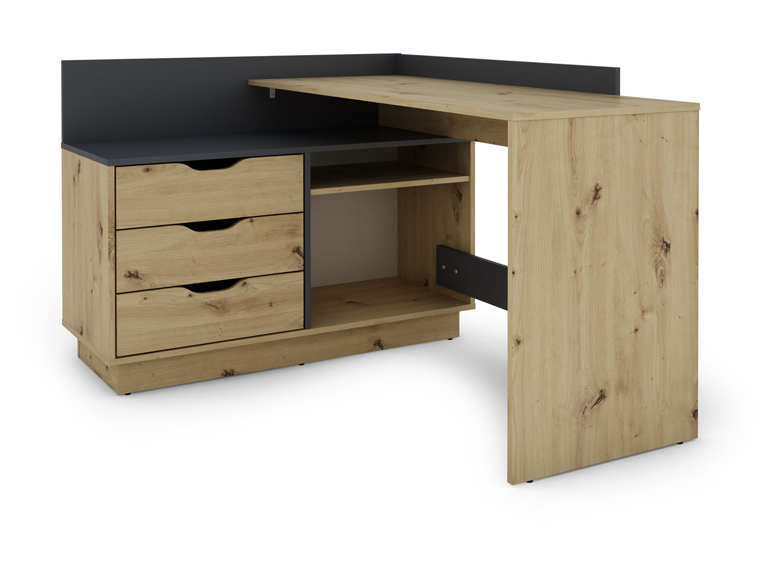 byLIVING Schreibtisch Belfast (Artisan Eiche / Anthrazit) | 04251942206678