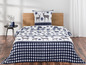 Bettwäsche mit Rentiermotiv und blauen Karos