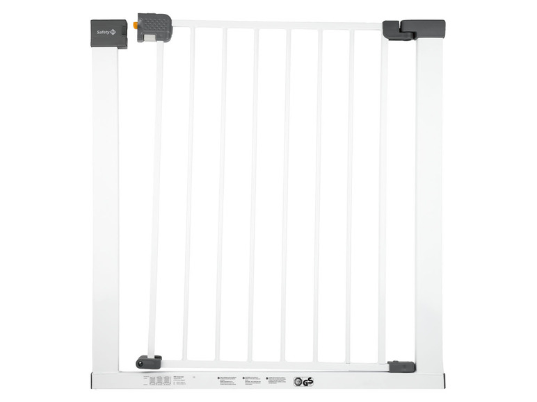 Ein weißes Baby-Sicherheitsgitter von Safety 1st.