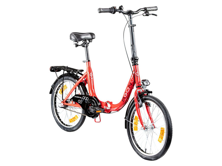 Ein rotes Faltrad der Marke Agon.