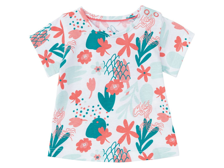 Weißes T-Shirt mit kurzen Ärmeln für Babys mit Blumenmuster