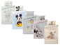 Bettwäsche mit Disney-Figuren, darunter Winnie Puuh, Mickey Mouse und Bambi.