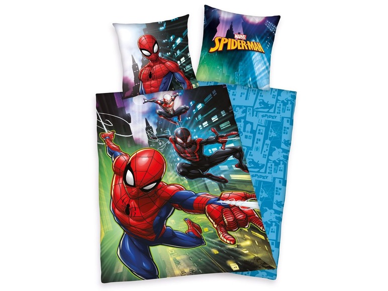 Bettwäsche mit Spider-Man Motiven.