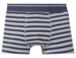 Gestreifte Boxershorts in dunkelblau und grau.