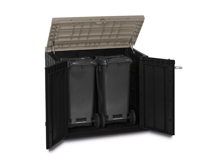Gehe zu Vollbildansicht: FLORABEST Mülltonnenbox, 850 l Fassungsvermögen mit 2 Fronttüren, aus Kunststoff - Bild 2
