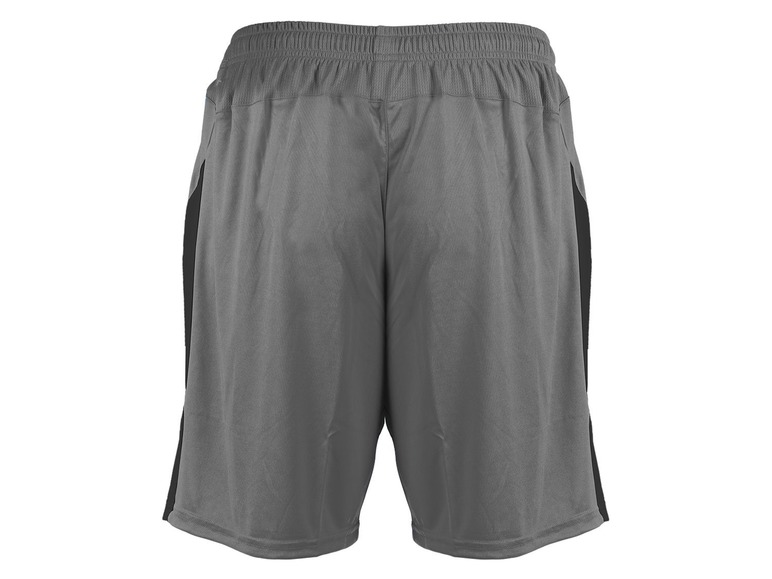 Graue Sport Shorts mit schwarzen Akzenten.