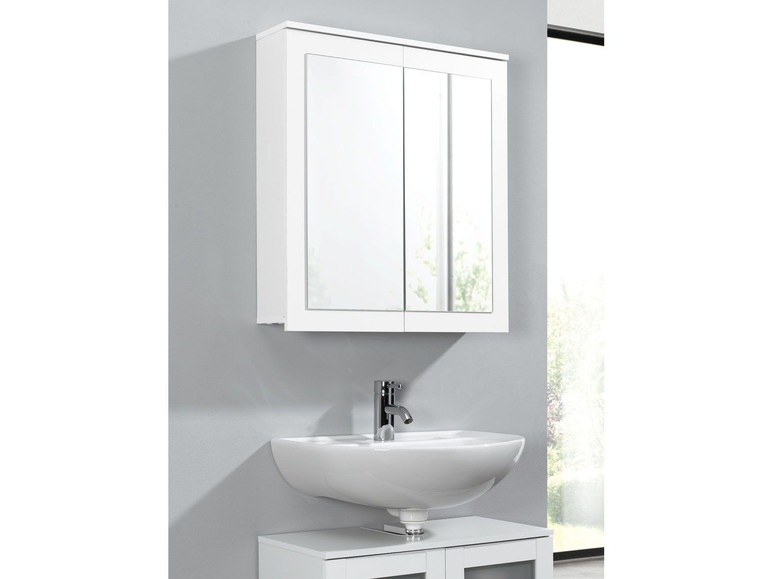 Gehe zu Vollbildansicht: LIVARNO LIVING® Spiegelschrank Basel mit 2 Türen weiß - Bild 3