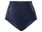 Dunkelblauer Slip mit Spitze und hohem Bund.