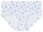 Weiße Unterhose mit blauem Blättermuster.