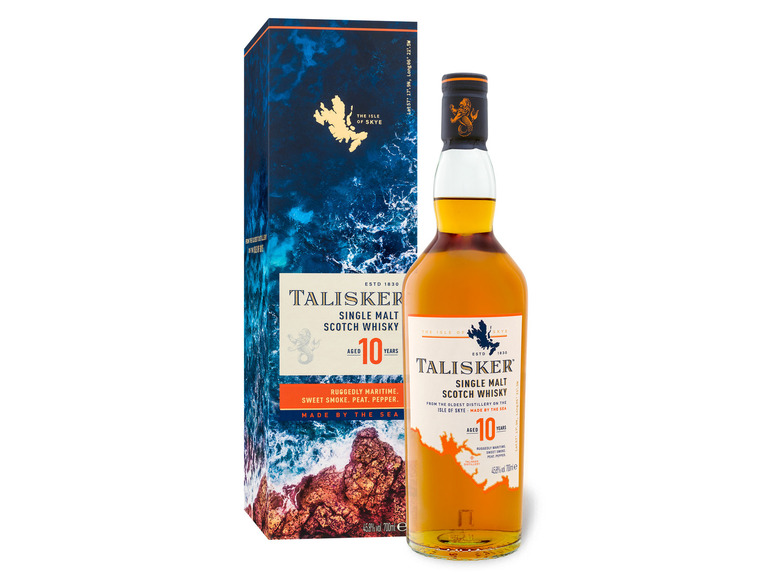 Gehe zu Vollbildansicht: Talisker Single Malt Scotch Whisky 10 Jahre mit Geschenkbox 45,8% Vol - Bild 1