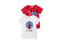 Zwei T-Shirts mit Ladybug-Motiv, eines weiß mit 'Be Strong' und eines rot mit Punkten