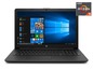Ein schwarzer HP Laptop mit Windows 10 und einem AMD Ryzen 5 Prozessor.