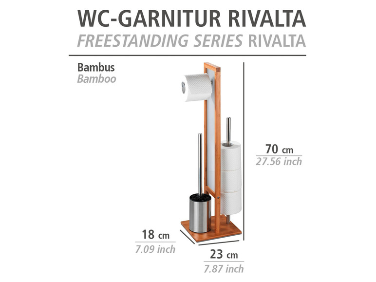 Gehe zu Vollbildansicht: Wenko Stand-WC-Garnitur »Rivalta«, mit integriertem Ersatzrollenhalter, Glasplatte - Bild 34