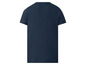 Ein dunkelblaues T-Shirt mit kurzen Ärmeln.