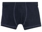 Dunkelblaue Herrenboxershorts.