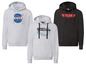 Drei Hoodies mit NASA, Fast & Furious und Top Gun-Prints.
