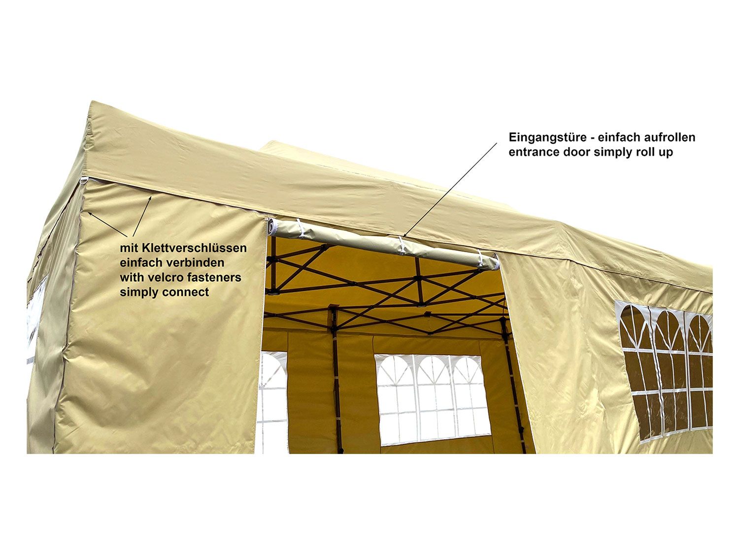GRASEKAMP Faltpavillon Premium Line (3x6m + Seitenteile, Beige) – Bild 2 von 4