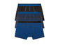 Drei Paar blaue Boxershorts.