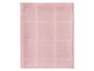 Eine rosa gestrickte Babydecke mit Karomuster.
