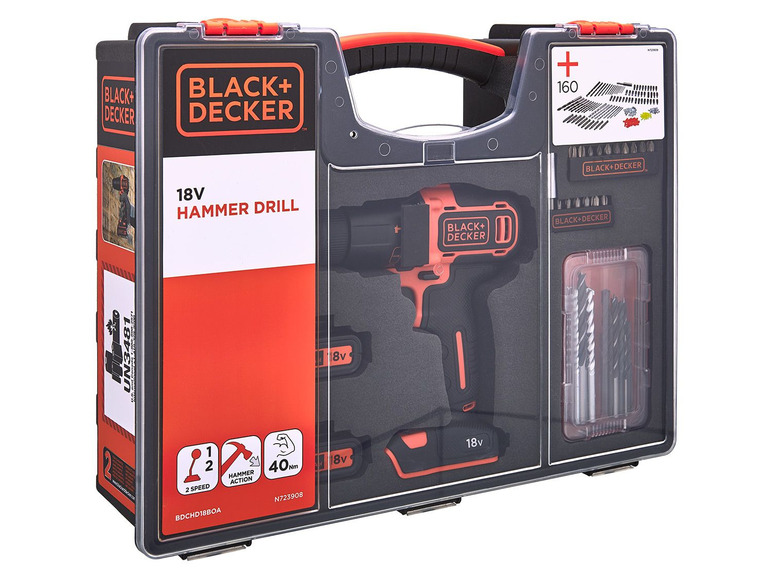 Gehe zu Vollbildansicht: Black & Decker Akku-Schlagbohrschrauber BDCHD18BOA-DADK - Bild 7