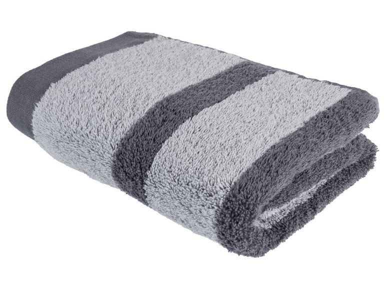 Ein graues Handtuch mit Streifen