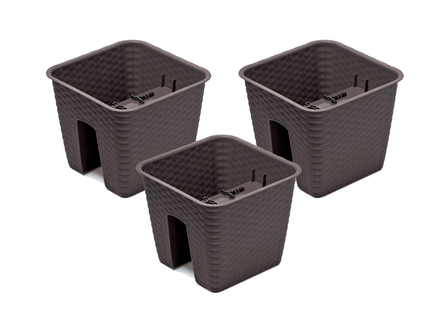 Prosperplast Geländertopf Ratolla Railing 3-er Set (Quadratisch, Braun, 272x272x225 mm) | 05905197282787