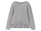 Graues Langarmshirt mit Rüschen.