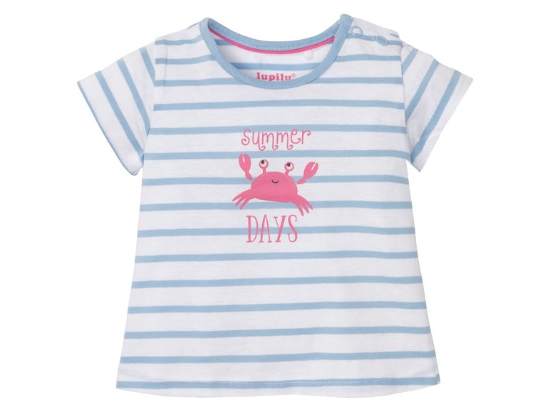 Gehe zu Vollbildansicht: LUPILU® Baby T-Shirt Mädchen, mit Schulterknöpfung, aus reiner Baumwolle - Bild 2