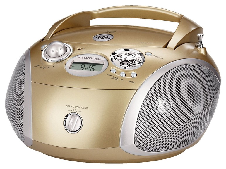 Ein goldener Grundig CD-Player mit Radio und USB-Anschluss.