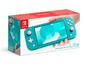 Eine türkisfarbene Nintendo Switch Lite in der Verpackung.