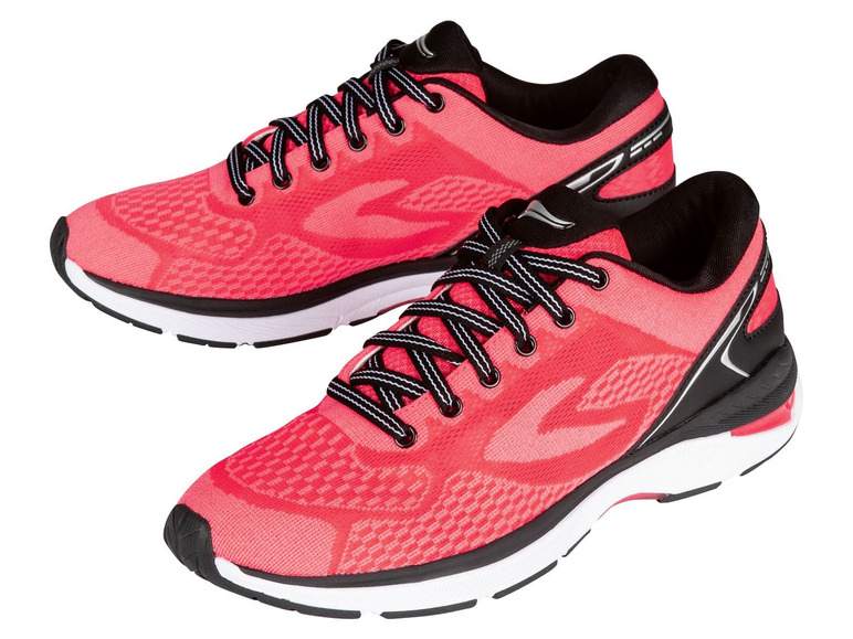 Zwei rosa Laufschuhe mit schwarzen Schnürsenkeln