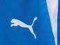 Ein blaues Puma Sport-Shirt mit weißen Streifen.
