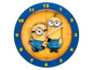 Eine blaue Uhr mit zwei Minions.