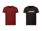 Zwei Liveroy T-Shirts, ein rotes mit Tasche und ein schwarzes mit Print.