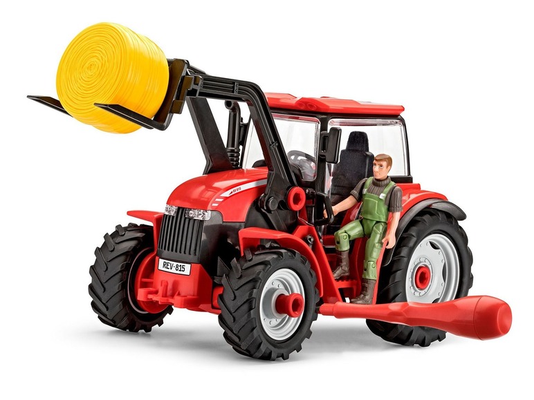 Gehe zu Vollbildansicht: Revell Junior Kit Modellbausatz Traktor, Maßstab 1:20, mit Lader und Figur, ab 4 Jahren - Bild 1