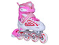 Weiße und rosafarbene Inline-Skates mit roten Details von Apollo