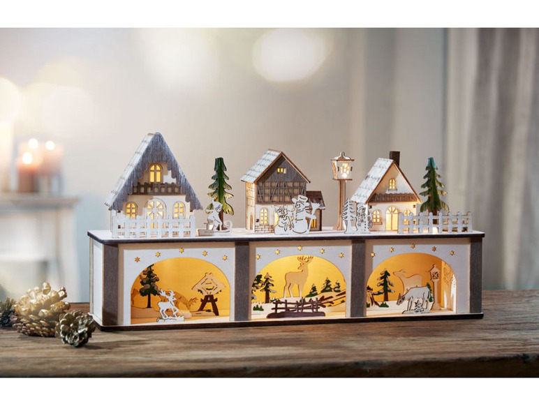 Gehe zu Vollbildansicht: MELINERA® LED Holzdekoration Weihnachtsdorf - Bild 7