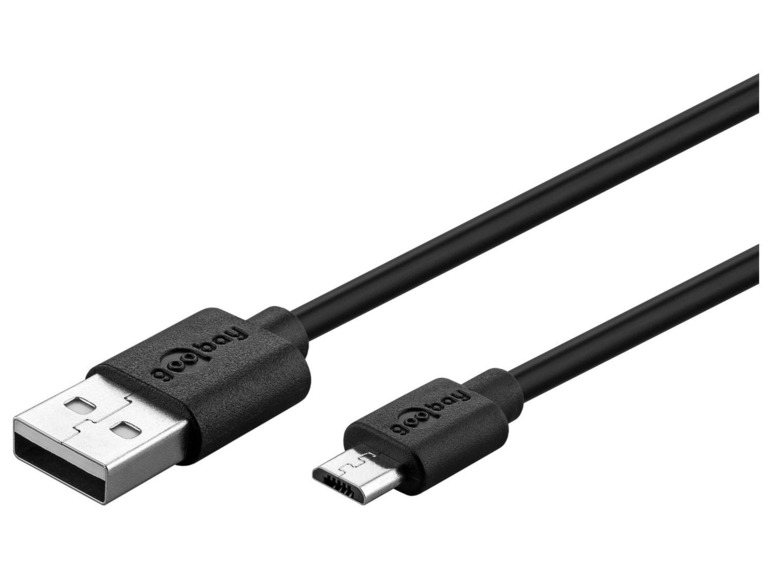 Gehe zu Vollbildansicht: Goobay USB-A 2.0 auf Micro USB 2.0-Lade- und Synchronisationskabel, 2 m, schwarz - Bild 2