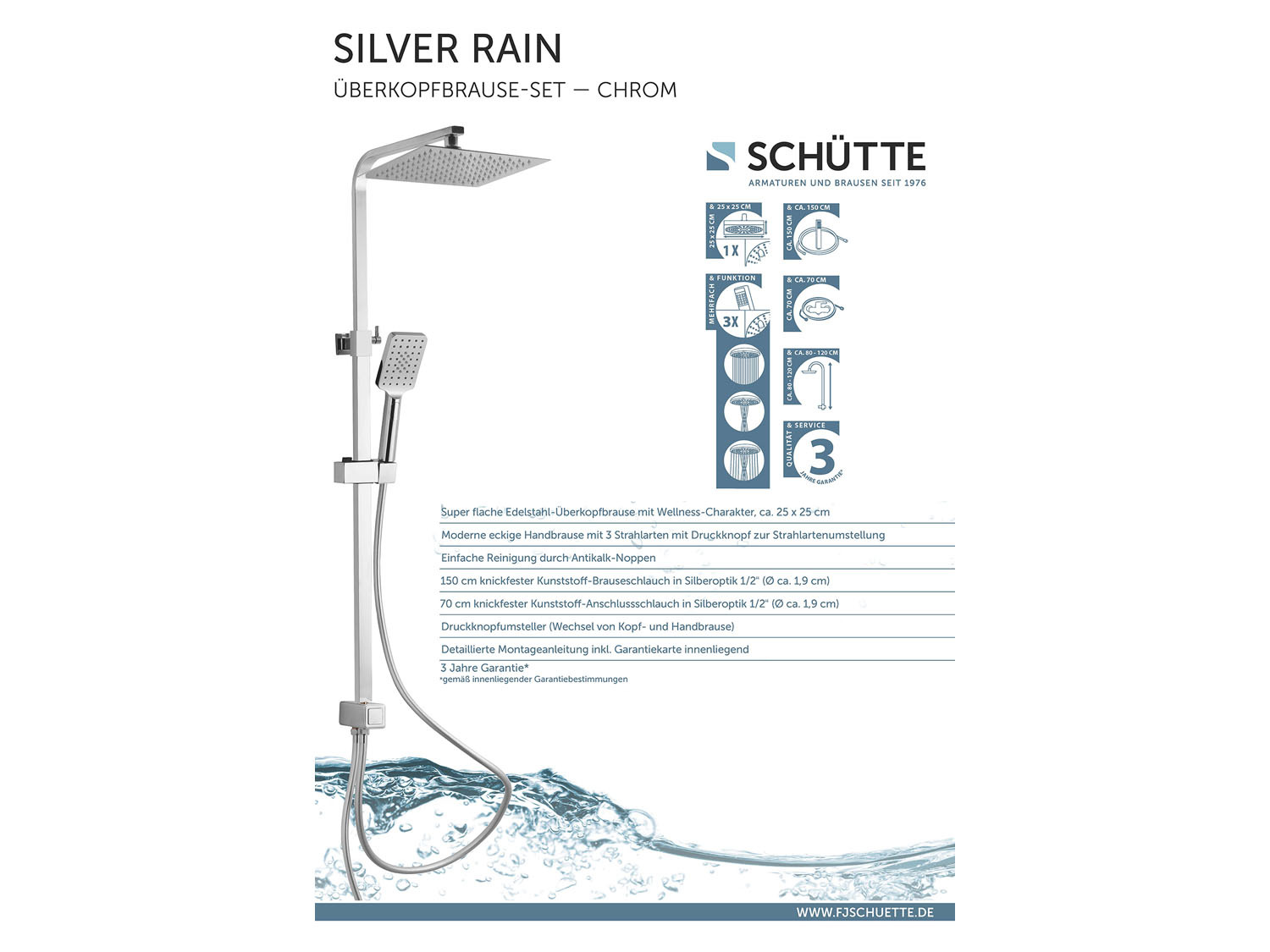 Schütte Duschsystem »SILVER RAIN« mit Regendusche | Armaturen