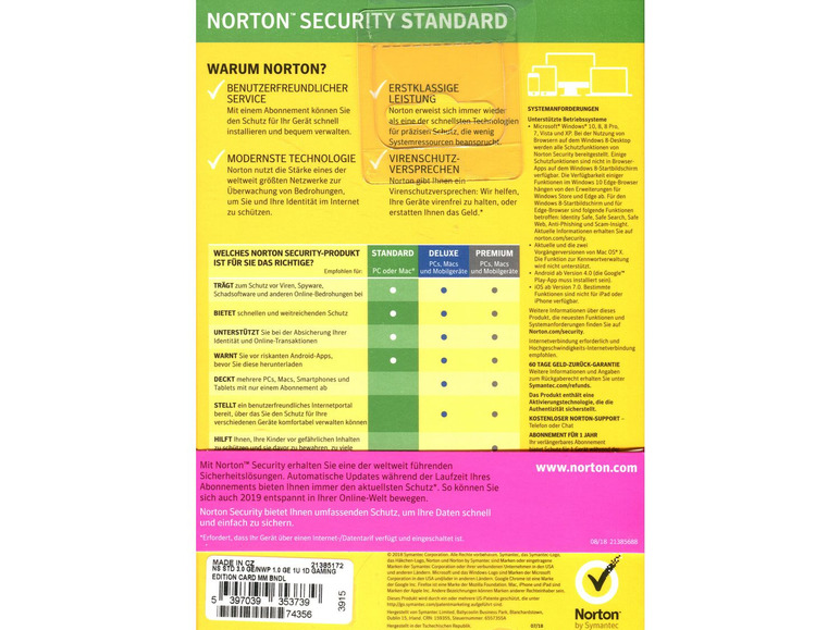 Gehe zu Vollbildansicht: Koch Media SYM Norton Security Standard Gamer Edition 1 Gerät (Code in a Box) - CD-ROM-Eurobox - Bild 2
