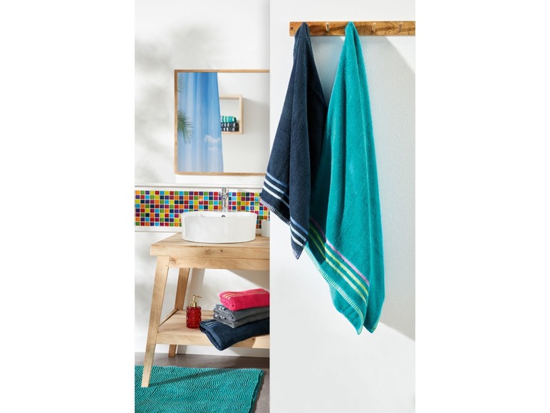 Gehe zu Vollbildansicht: MIOMARE® Handtücher, 2 Stück, 50 x 100 cm, mit dekorativer Bordüre, aus reiner Baumwolle - Bild 2