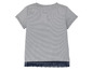 Ein gestreiftes T-Shirt mit Spitzenbesatz.